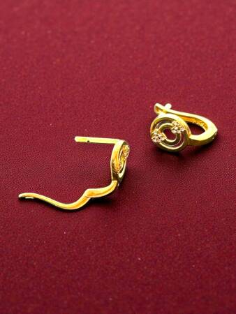 Kalpli Taşlı Altın Küpe - 3