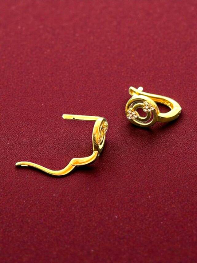 Kalpli Taşlı Altın Küpe - 3