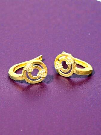 Kalpli Taşlı Altın Küpe - 4