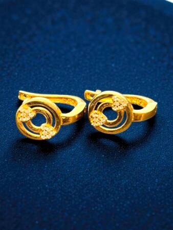 Kalpli Taşlı Altın Küpe - 6