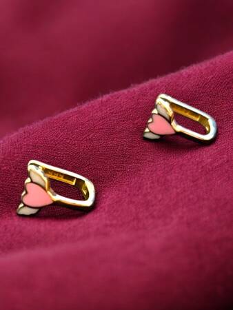 Kanatlı Kalp Altın Çocuk Küpe - 6