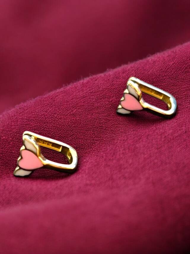 Kanatlı Kalp Altın Çocuk Küpe - 6