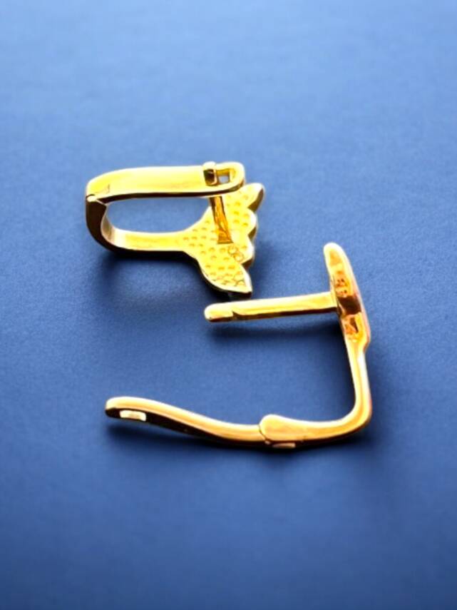 Kanatlı Kalp Altın Çocuk Küpe - 4