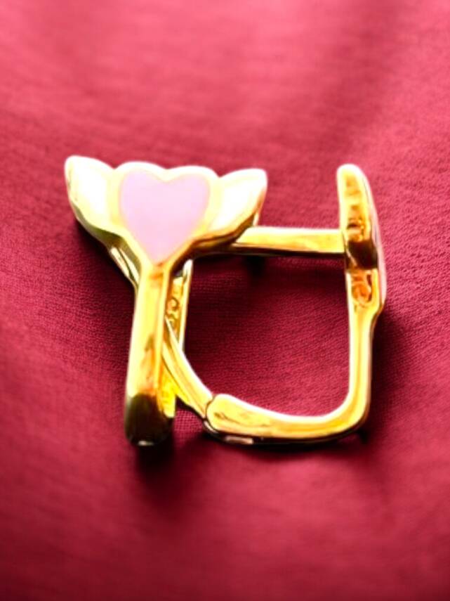 Kanatlı Kalp Altın Çocuk Küpe - 8