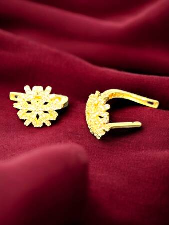 Kar Tanesi Model Taşlı Altın Küpe - 5