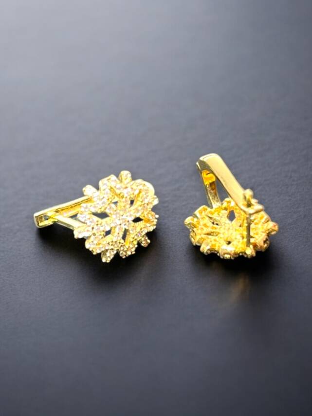 Kar Tanesi Model Taşlı Altın Küpe - 8