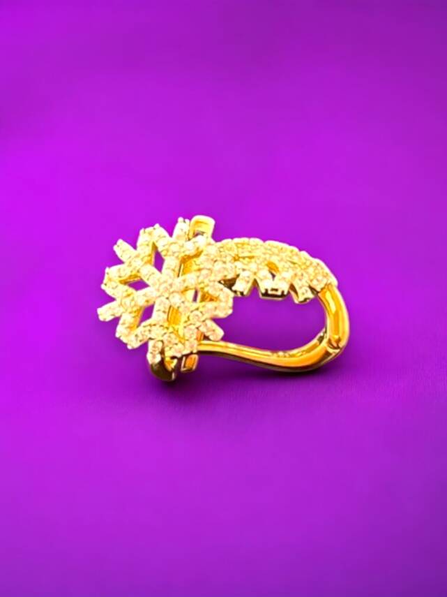 Kar Tanesi Model Taşlı Altın Küpe - 7