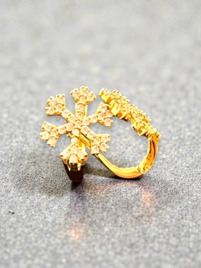 Kar Tanesi Model Taşlı Altın Küpe - 4