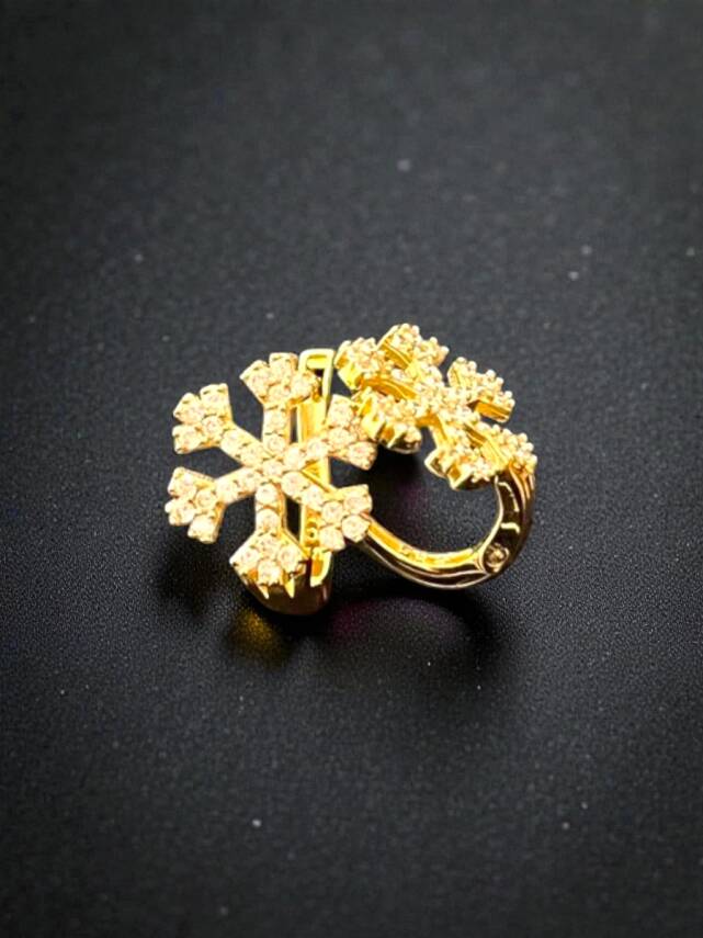 Kar Tanesi Model Taşlı Altın Küpe - 1