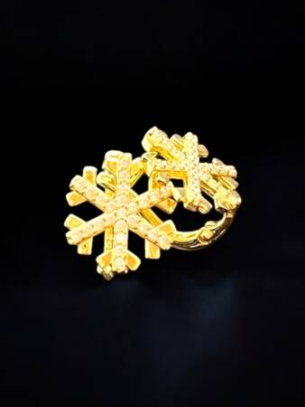 Kar Tanesi Model Taşlı Altın Küpe - 6