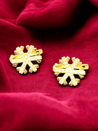 Kar Tanesi Model Taşlı Altın Küpe - 