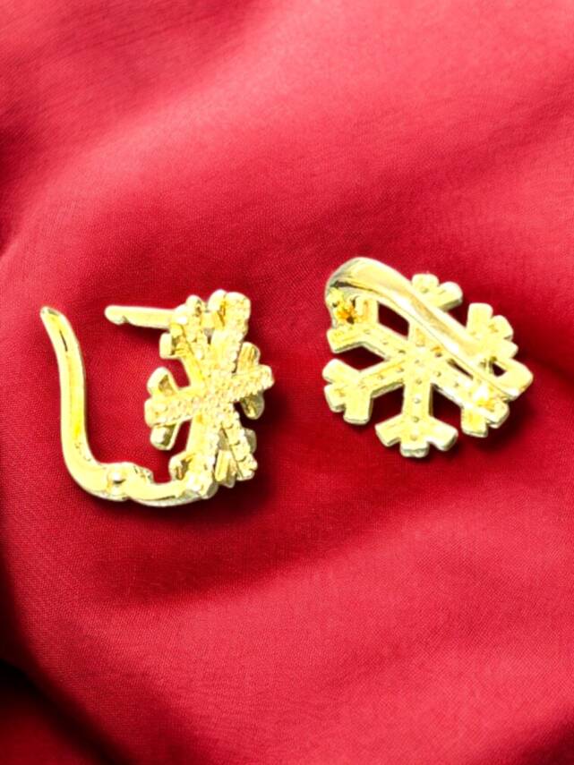 Kar Tanesi Model Taşlı Altın Küpe - 7