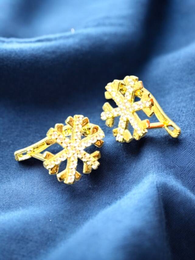 Kar Tanesi Model Taşlı Altın Küpe - 8