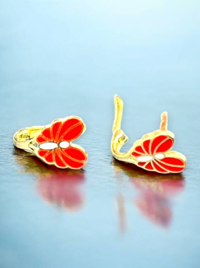 Kelebek Model Altın Çocuk Küpe - 5