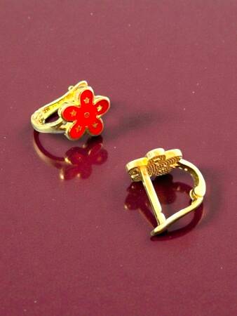 Çiçek Model Altın Çocuk Küpe - 7