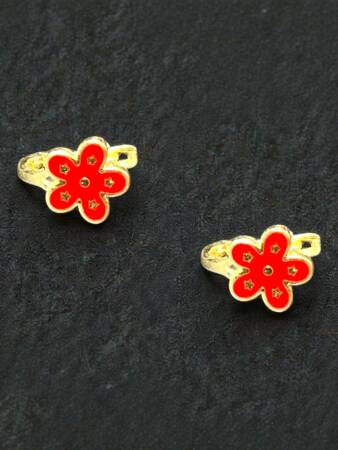 Çiçek Model Altın Çocuk Küpe - 5
