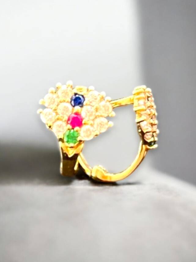 Renkli Taşlı Altın Çocuk Küpe - 5