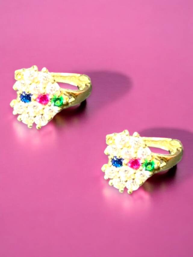 Renkli Taşlı Altın Çocuk Küpe - 4