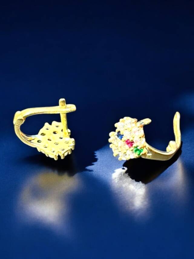 Renkli Taşlı Altın Çocuk Küpe - 6