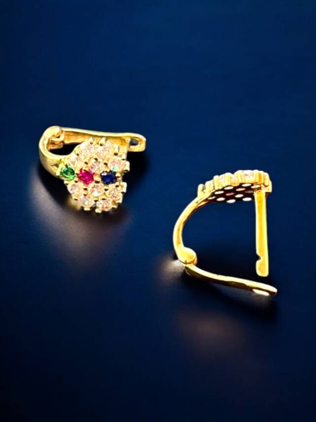 Renkli Taşlı Altın Çocuk Küpe - 9