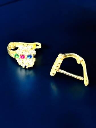 Renkli Taşlı Altın Çocuk Küpe - 3