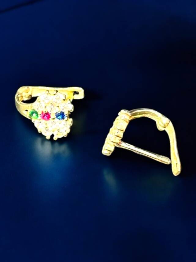 Renkli Taşlı Altın Çocuk Küpe - 3