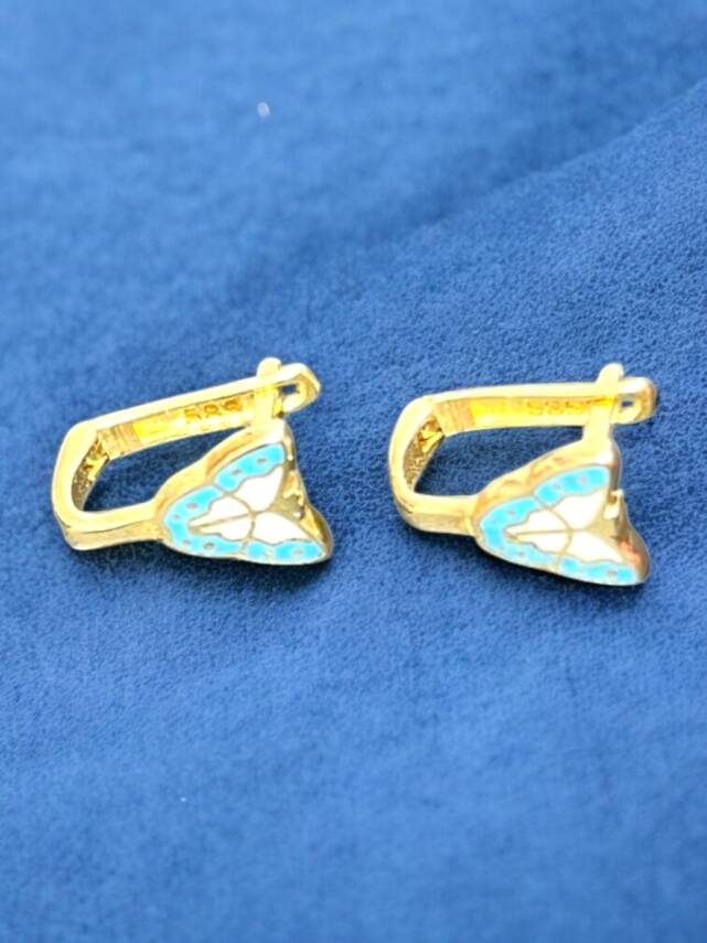 Kelebek Model Altın Çocuk Küpe - 4
