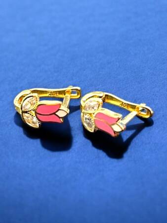 Lale Model Altın Çocuk Küpe - 4