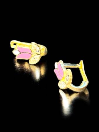 Lale Model Altın Çocuk Küpe - 3