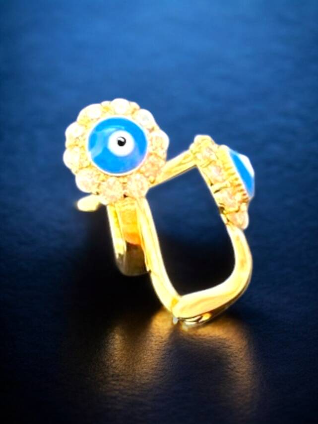 Nazar Boncuklu Altın Çocuk Küpe - 1