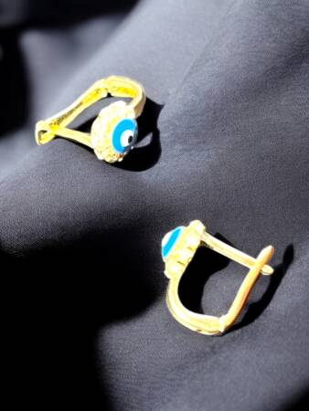 Nazar Boncuklu Altın Çocuk Küpe - 3