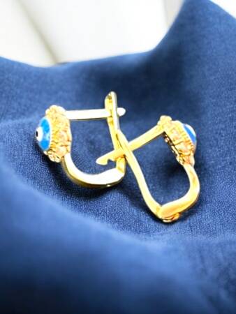 Nazar Boncuklu Altın Çocuk Küpe - 7