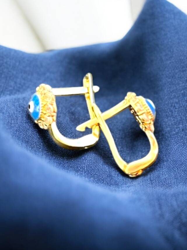 Nazar Boncuklu Altın Çocuk Küpe - 7