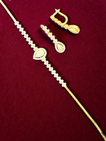 Su Damlası Taşlı Altın Takı Seti - 6