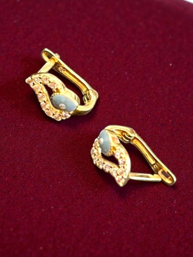 Taşlı Altın Çocuk Küpe - 3