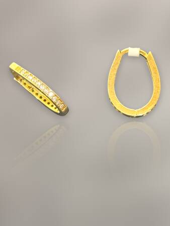 Taşlı Altın Küpe - 