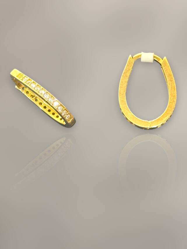 Taşlı Altın Küpe - 1