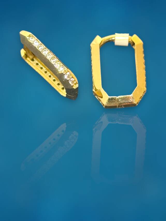 Taşlı Altın Küpe - 1