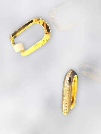 Taşlı Altın Küpe - 