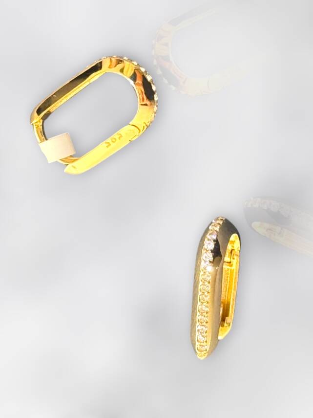 Taşlı Altın Küpe - 1