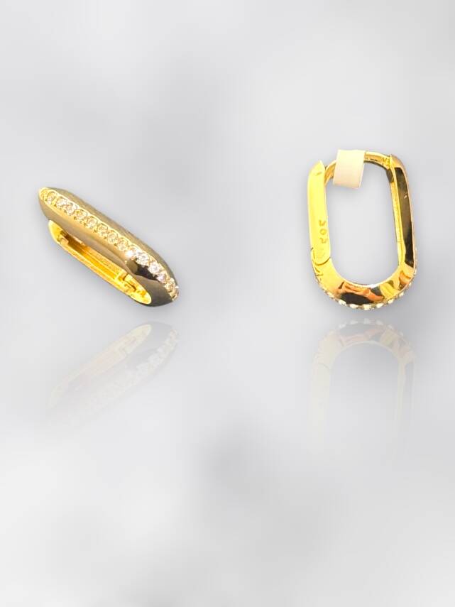 Taşlı Altın Küpe - 3