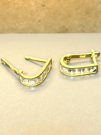 Taşlı Altın Küpe - 3