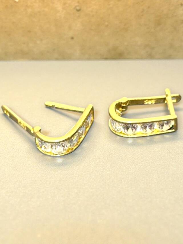 Taşlı Altın Küpe - 3