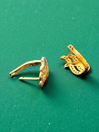 Taşlı Altın Küpe - 8