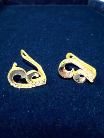 Taşlı Altın Küpe - 4