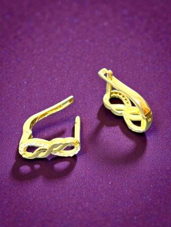 Sonsuzluk Model Taşlı Altın Küpe - 2