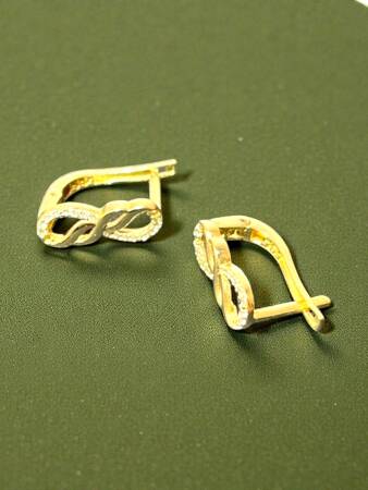 Sonsuzluk Model Taşlı Altın Küpe - 7