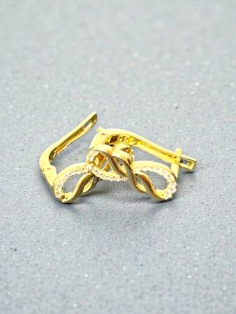 Sonsuzluk Model Taşlı Altın Küpe - 3