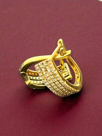 Taşlı Altın Küpe - 8