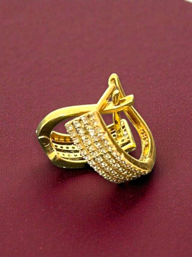 Taşlı Altın Küpe - 8